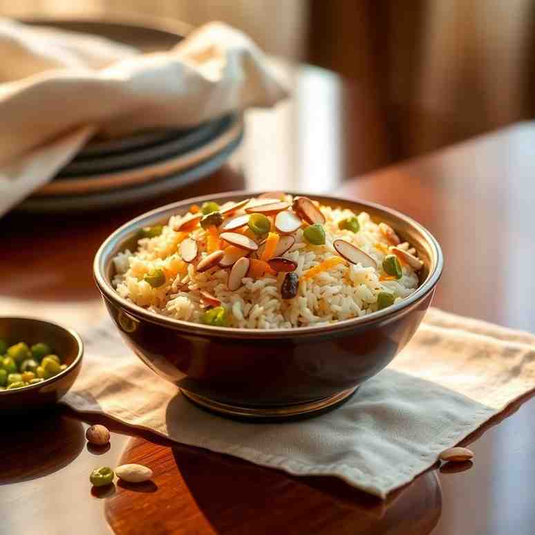 Haft Mewa Pulao Recipe Sweet Rice with Sliced Almonds